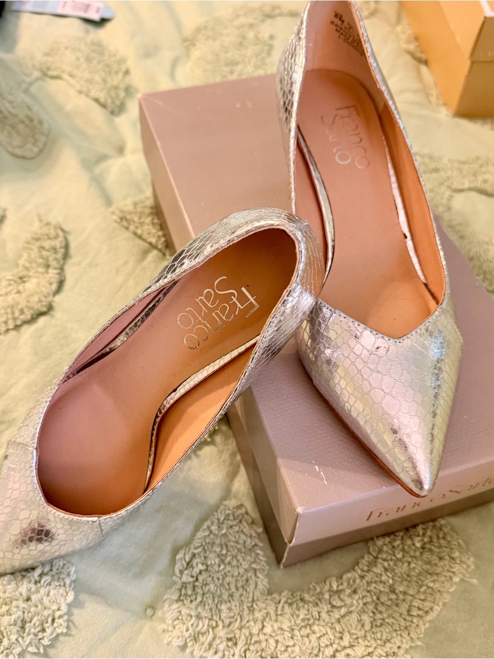 Franco Sarto Silver Metallic Pointed-Toe Flats